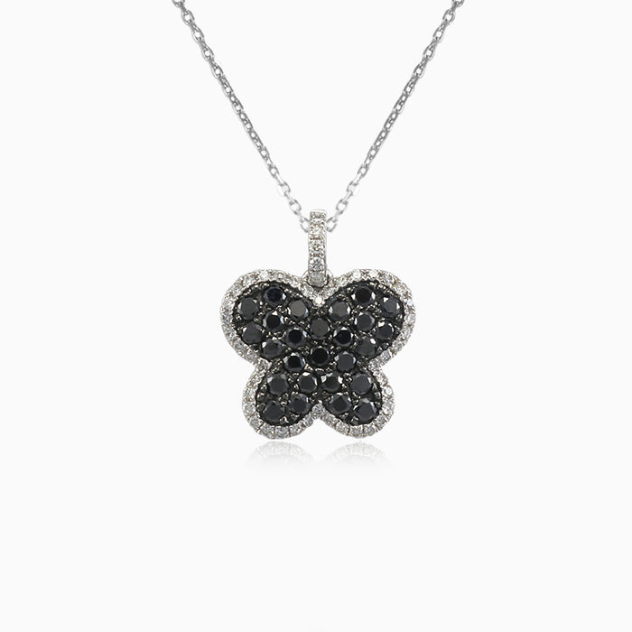 Schmetterlingsanhänger aus Weißgold mit schwarzen und weißen Diamanten