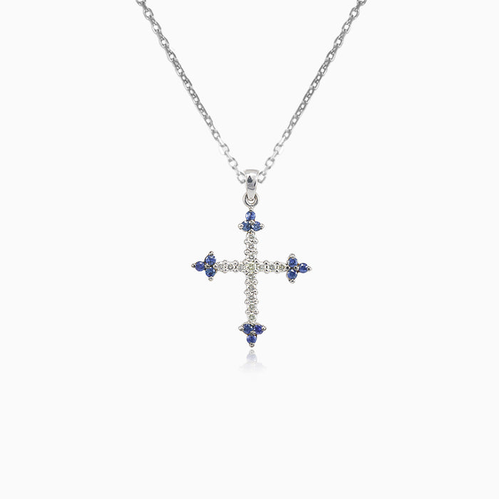 Zlatý safírový kříž s diamanty
