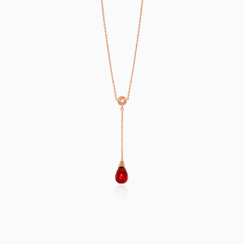 Diamond necklace with garnet drop