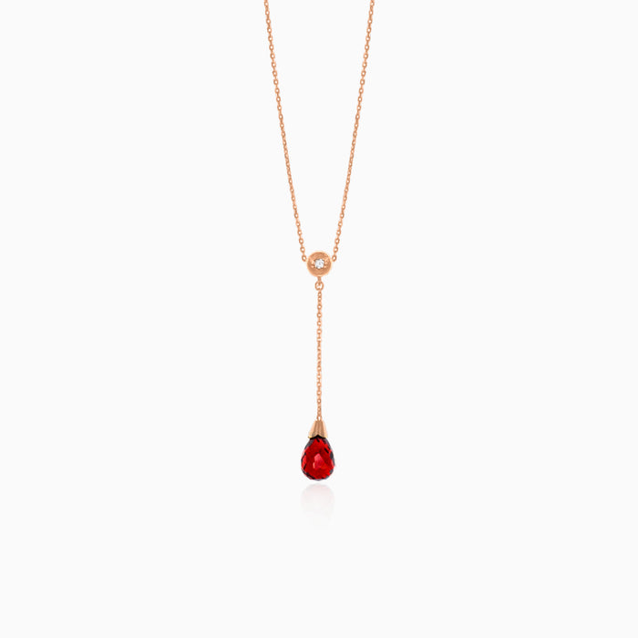 Diamanten-Halskette mit Granat-Tropfen
