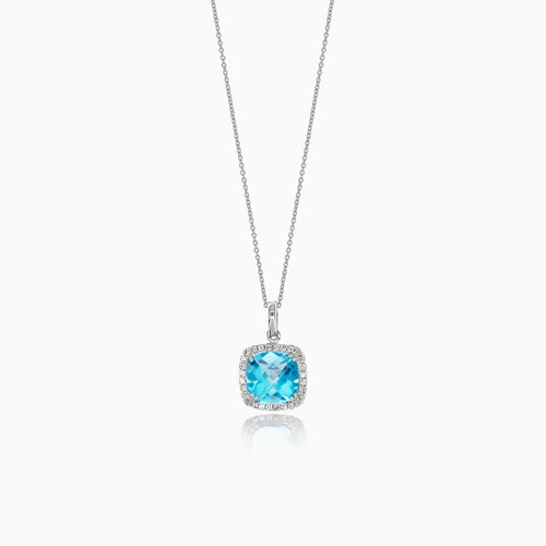 Luxury necklace with blue Topaz and diamonds