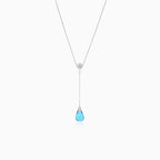 Diamond necklace with topaz drop