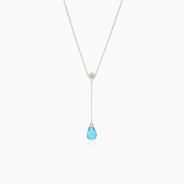 Diamond necklace with topaz drop