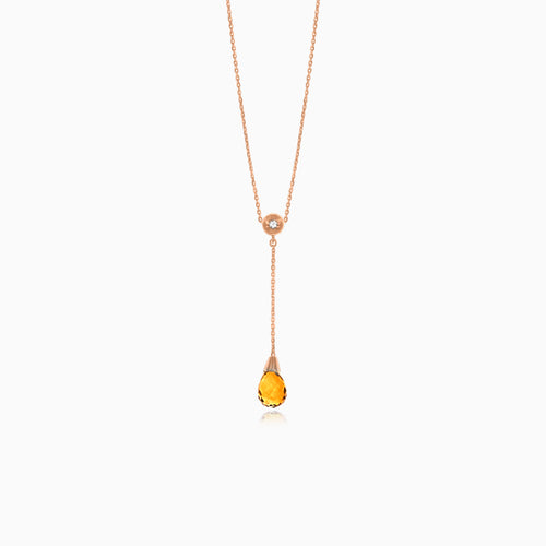 Diamond necklace with citrine drop