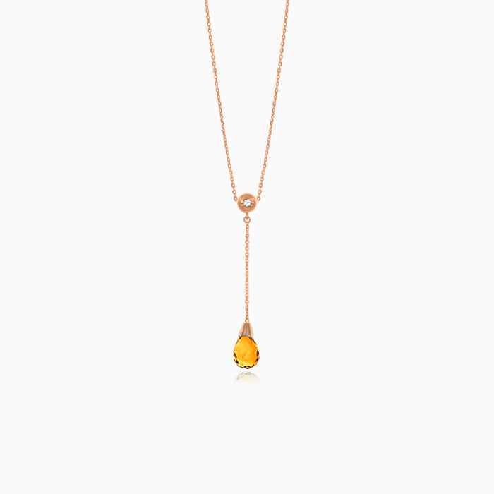 Diamond necklace with citrine drop