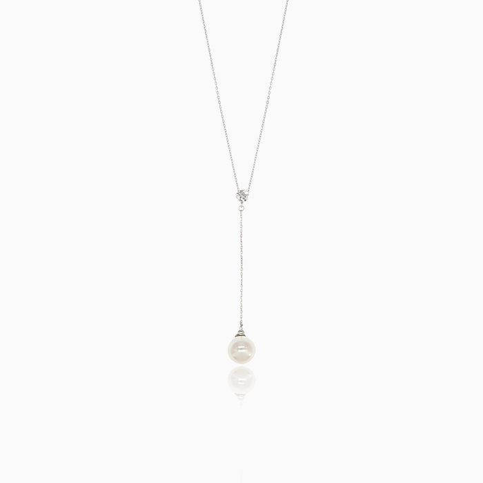 Collar de diamantes con perla colgante
