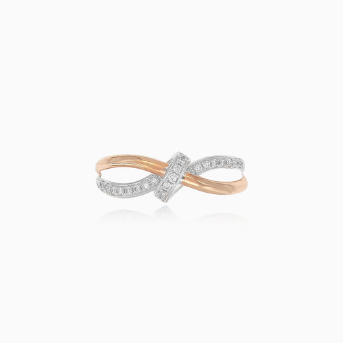 Two tone gold ring with diamonds