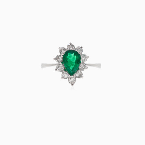 Princess emerald and diamond ring