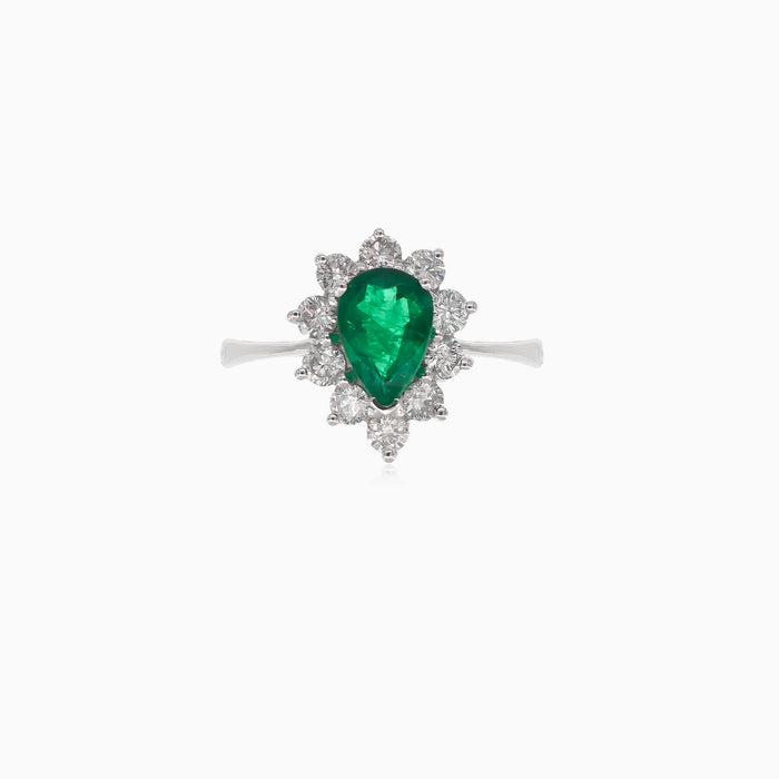 Bague princesse émeraude et diamant
