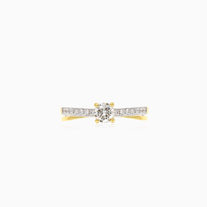 Chic round fine step cut diamond ring