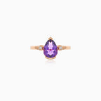 Rose gold ring with amethyst and diamonds