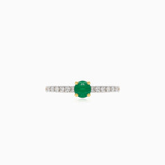 Elegantní prsten se smaragdem a diamantem kulatého brusu