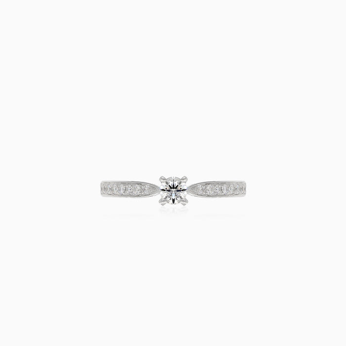 Bague de fiançailles élégante en or blanc avec diamant