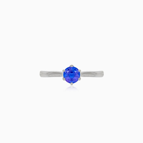 Simple white gold ring with tanzanite