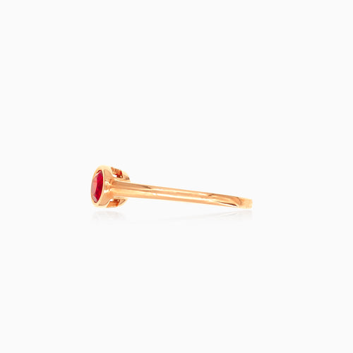 Rose gold ring with round ruby
