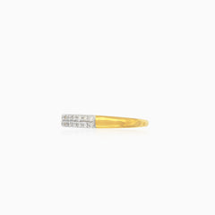 Double row gold ring with diamonds