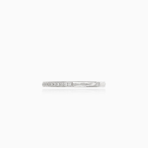 Minimalistic white gold ring with diamonds