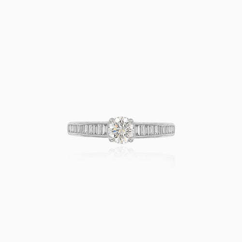 Radiant white gold ring with diamonds