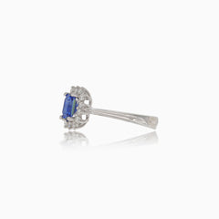 Diamond ring with sapphire