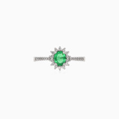 Nadčasový prsten s diamantem a smaragdem