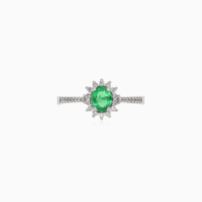 Bague intemporelle en diamant et émeraude