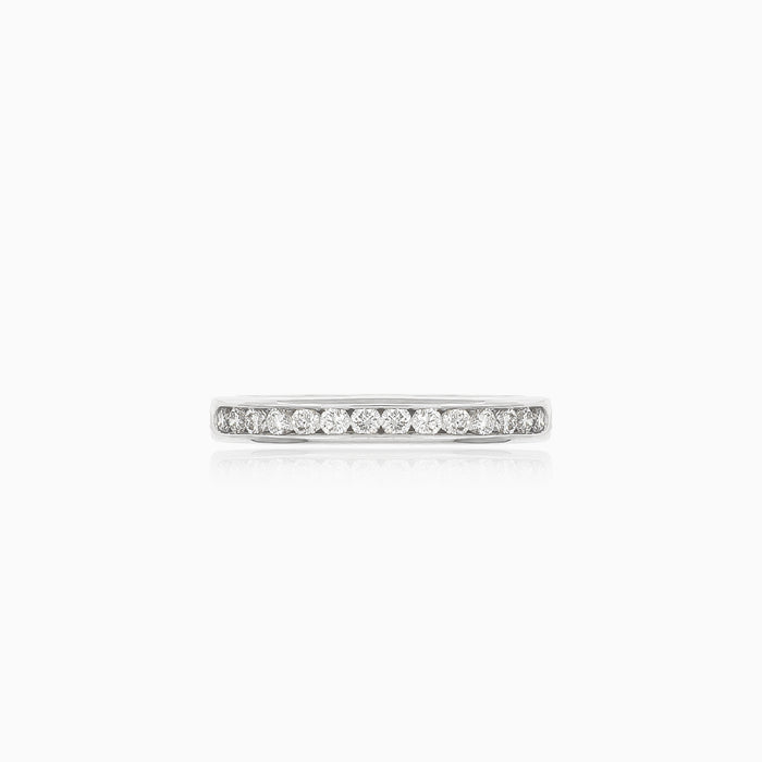 One line white gold diamond ring
