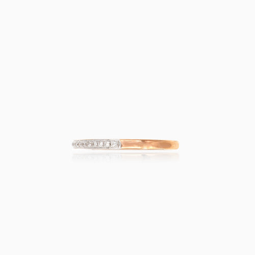 Rose and white gold ring with diamonds