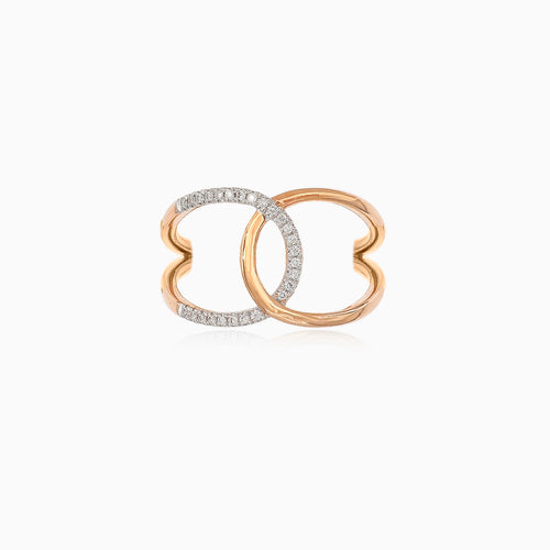 Twisted diamond and rose gold ring