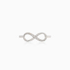 White gold infinity ring with diamonds