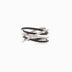 Elegant  white gold women ring with white and black diamonds