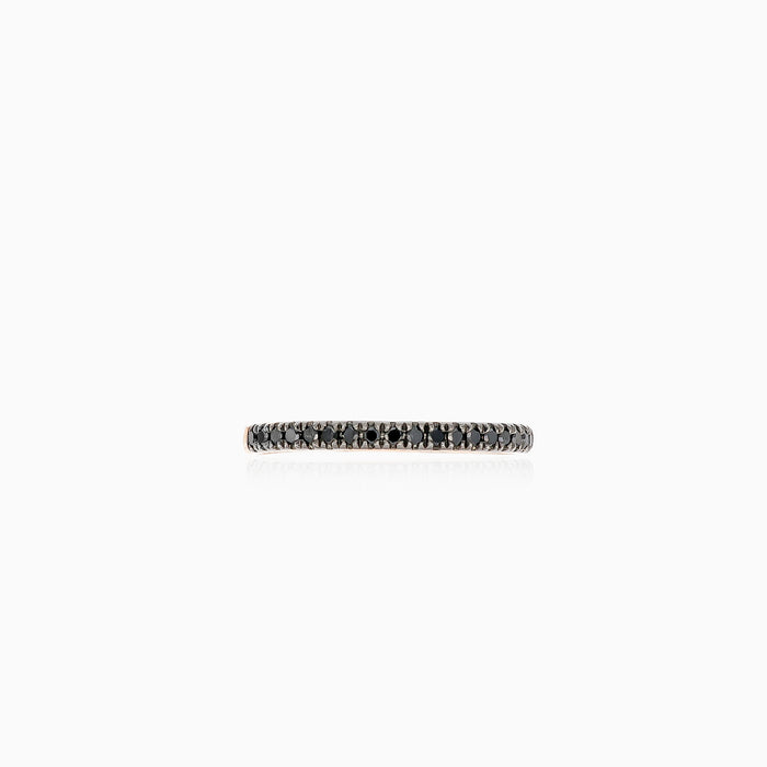 Bague en or rose avec diamants noirs