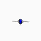 Classic diamond and blue sapphire ring in white gold