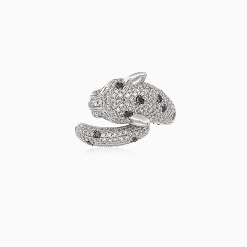 Rozverný prsten inspirovaný delfínem s diamantem a modrým safírem