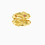 Panther motif women ring with diamond and vibrant sapphires