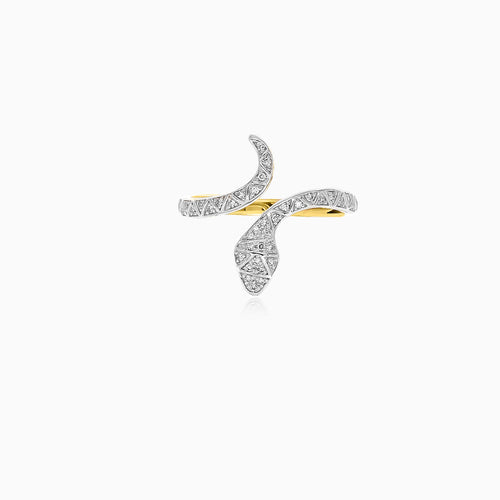 Yellow gold and diamond  snake ring