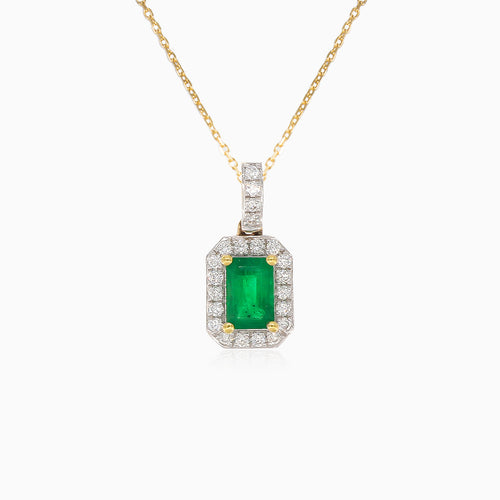 Elegant women pendant with diamonds and emerald