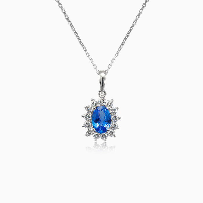 Royal Tanzanite pendant in white gold with diamonds