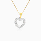 Gold heart with diamonds pendant