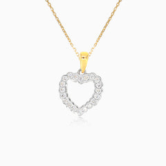 Gold heart with diamonds pendant