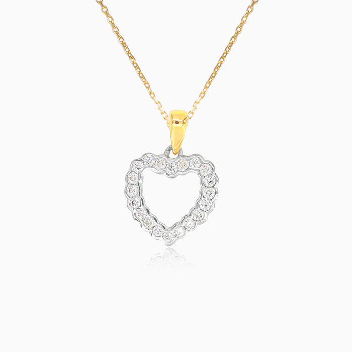 Gold heart with diamonds pendant