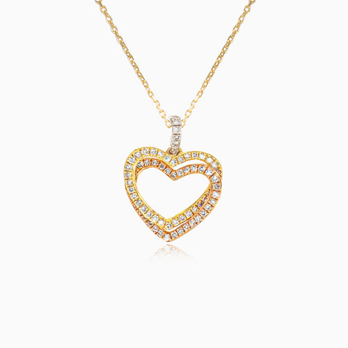 Intertwined heart pendant with diamonds