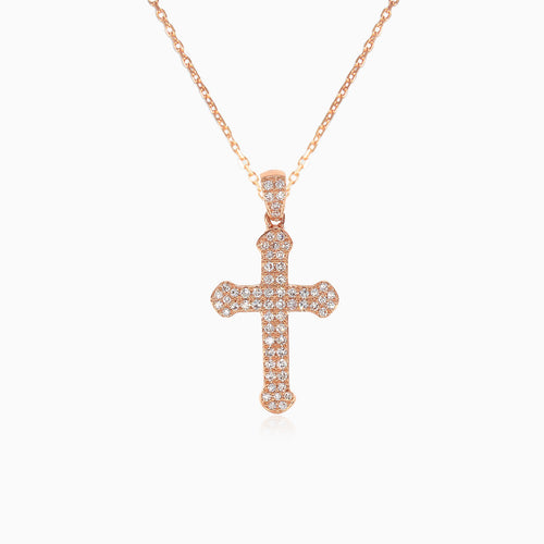 Rose gold diamond cross pendant