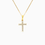 Minimalist gold cross with diamonds