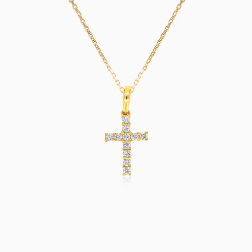 Minimalist gold cross with diamonds