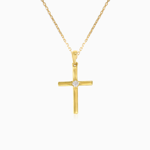 Elegant cross pendant for men and women in yellow gold