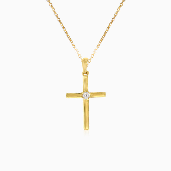 Pendentif croix élégant pour hommes et femmes en or jaune