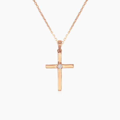 Elegantní přívěsek křížek pro muže a ženy v růžovém zlatě