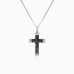 Elegant cross pendant with white and black diamonds