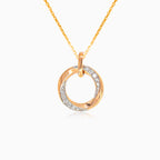 Gold pendant turned circle with diamonds