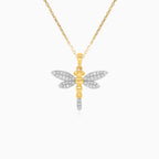 Diamond-cut dragonfly gold pendant